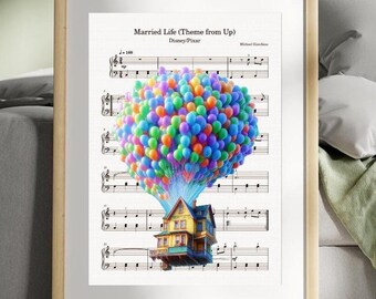 Up Movie Music Poster: Married Life Theme, Vintage Wall Art