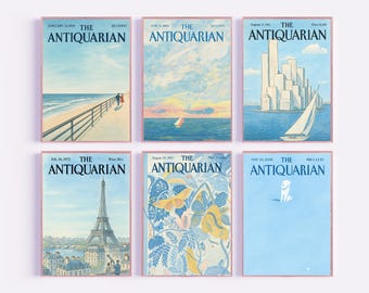 Stampe di copertine di riviste d'epoca: arte in stile New Yorker, set di 6