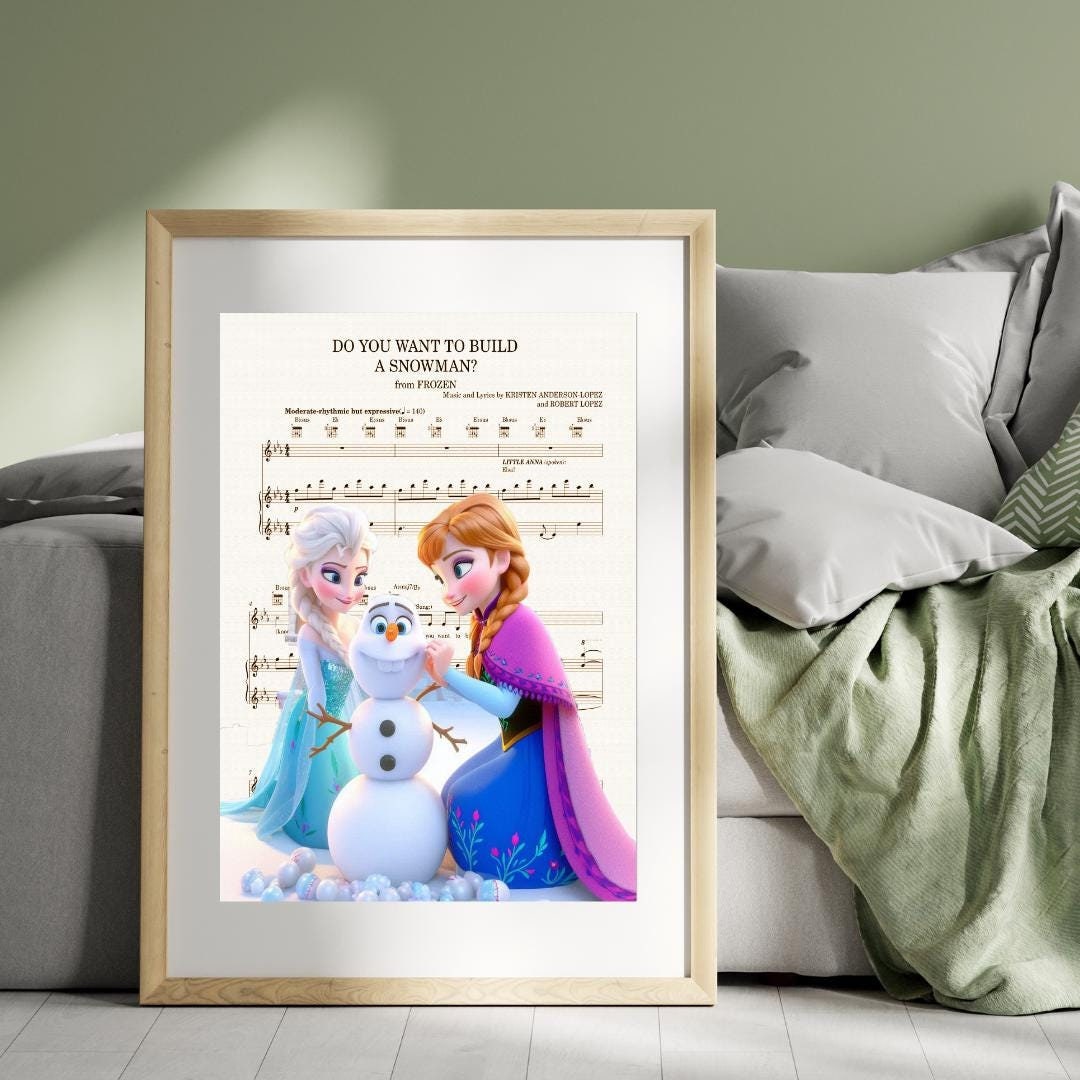 Frozen Movie Poster: Elsa and Anna, Sheet Music Art Print - Etsy