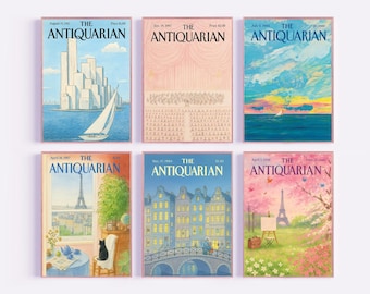 Vintage tidskriftsomslagstryck: New Yorker-stil, set om 6