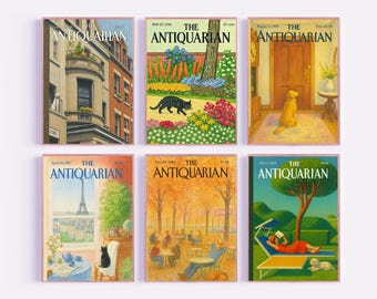 Stampe di copertine di riviste d'epoca: arte in stile New Yorker, set di 6