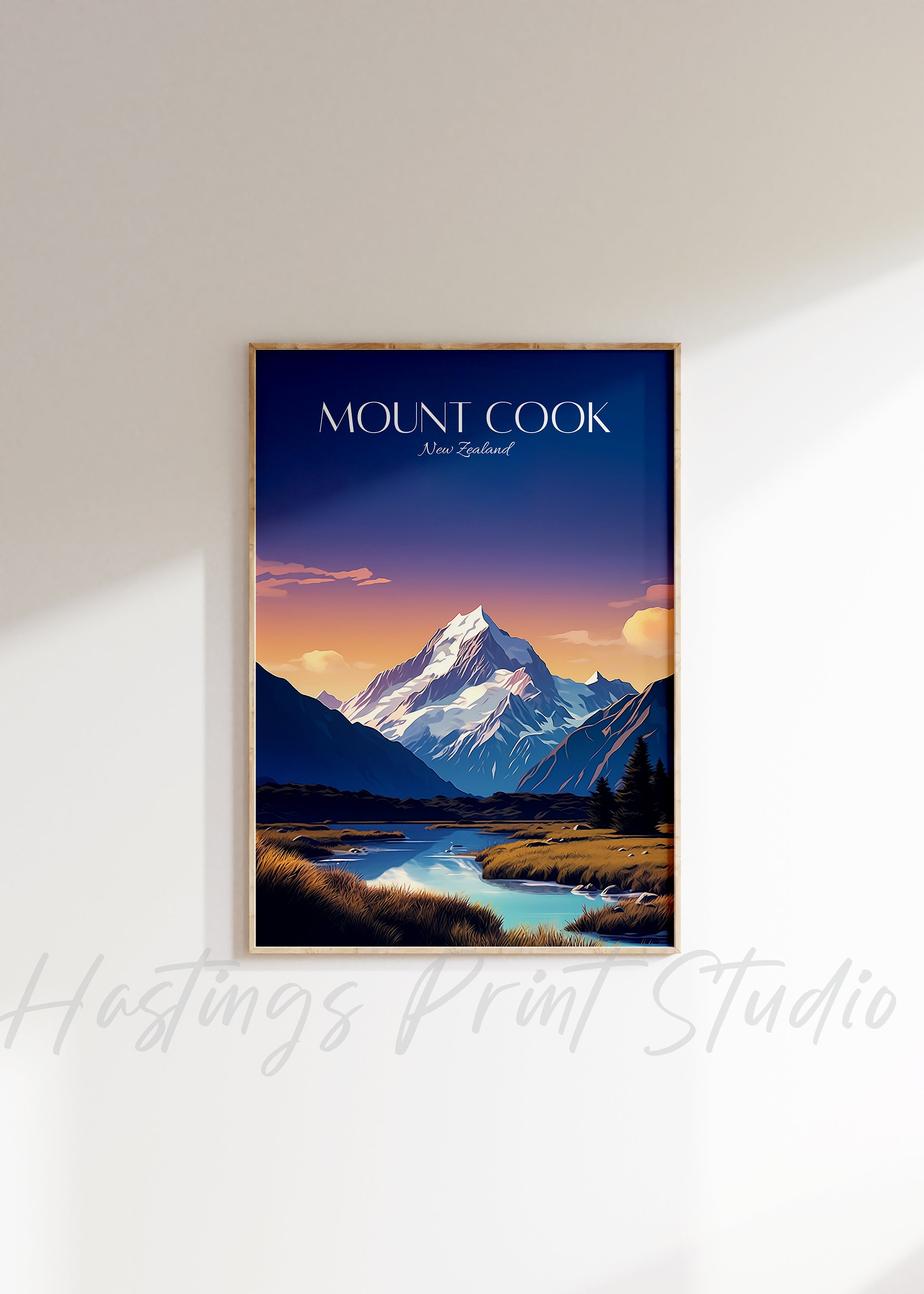 マウントクック旅行ポスター：ニュージーランドのヴィンテージアート