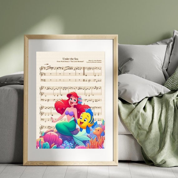 アート・デザイン・音楽 The Little Mermaid/The SketchbookSeries Little Mermaid Music Poster: 'under the Sea' Vintage Art Print - Etsy