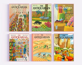 Vintage tidskriftsomslagstryck: New Yorker-stil, set om 6