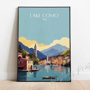 Lake Como Italy Print: Modern Vintage Travel Poster