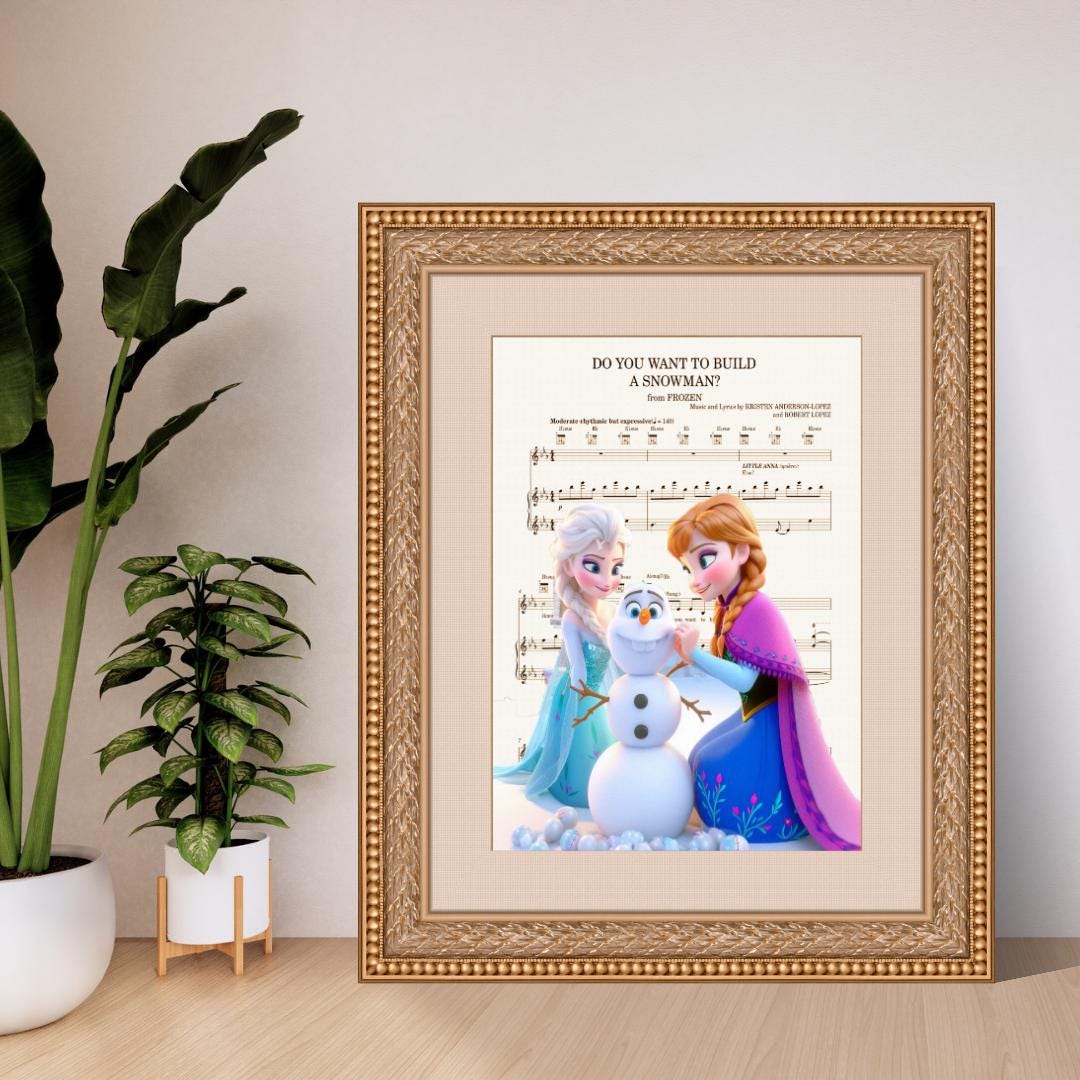 Frozen Movie Poster: Elsa and Anna, Sheet Music Art Print - Etsy