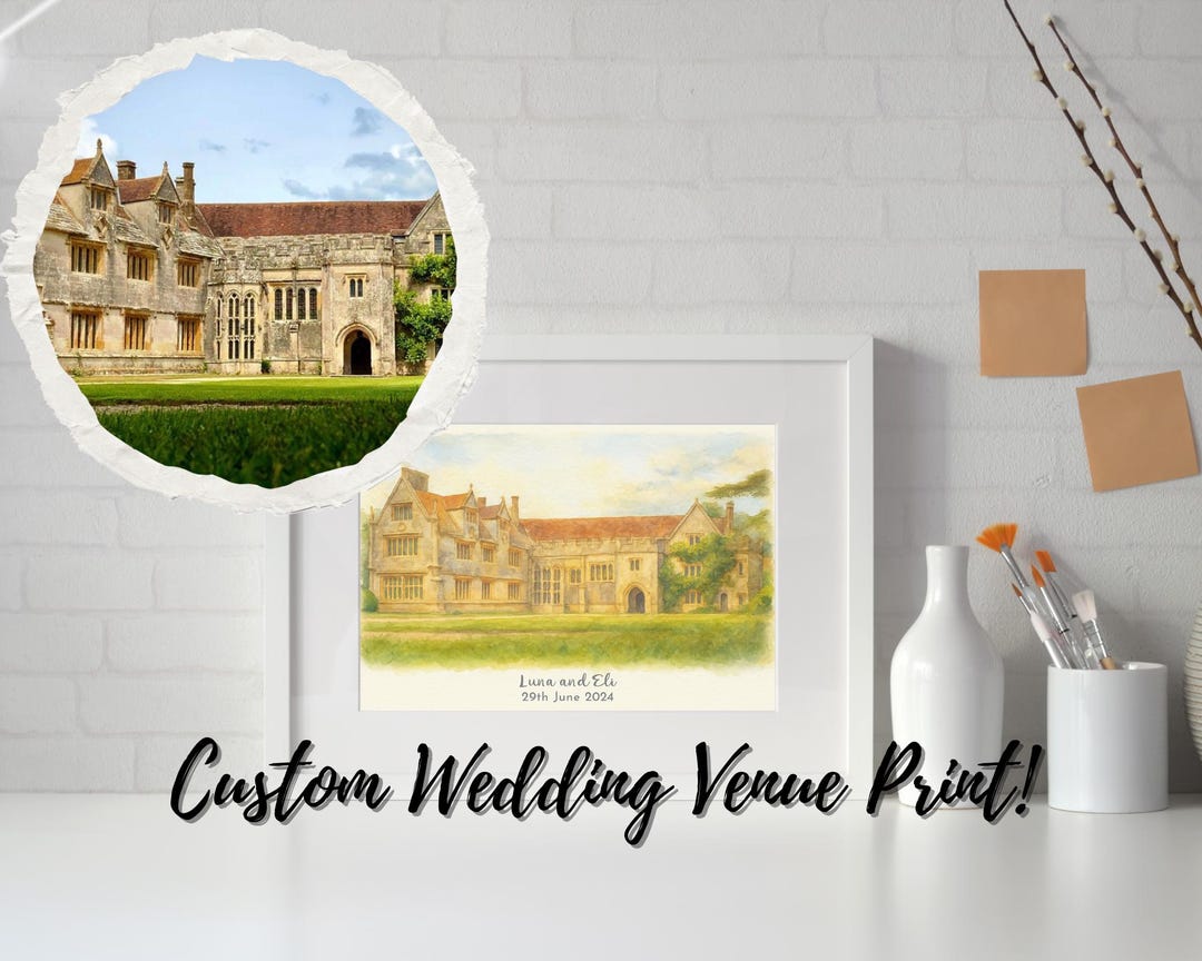Custom Wedding Venue Art Print – Watercolor Anniversary Gift - Etsy