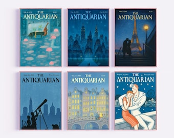 Vintage tidskriftsomslagstryck: New Yorker-stil, set om 6