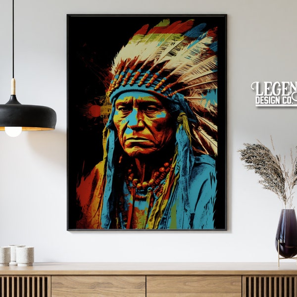 Native American Warrior, Chief, Headdress, Digital Downloads, JPG, Instant Download, Printable art, Wall art prints, Printable posters,