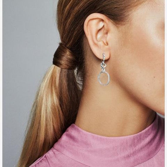Oval Knotted Heart Drop Earrings Silver Pandora Earrings Women