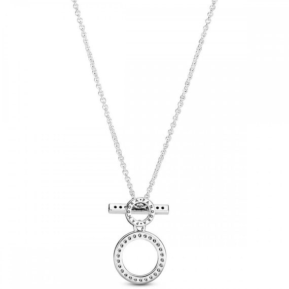 Necklace with Pandora Signature Pavé Pendant and Beads - Jewelry Online Grau