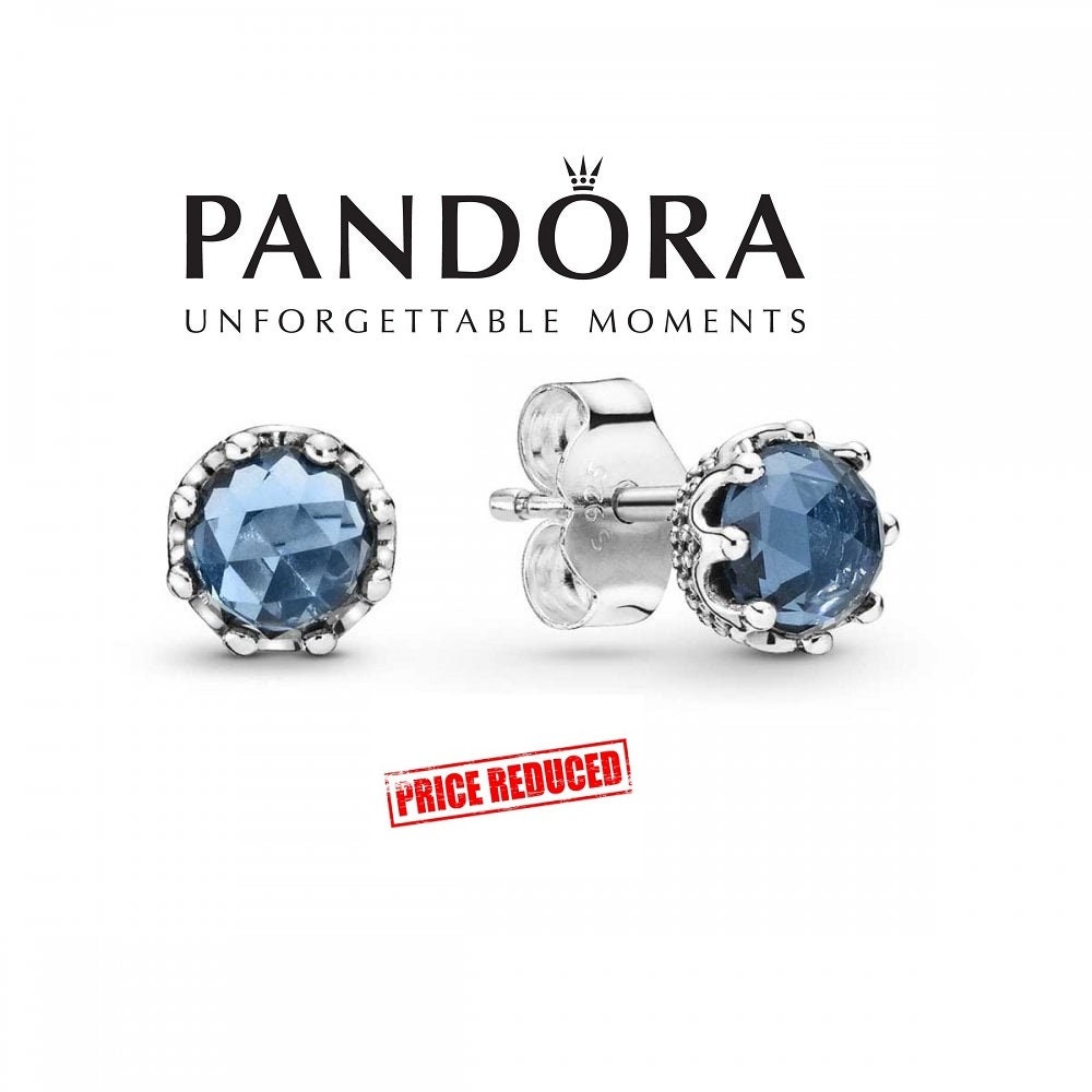 Pandora blue sparkling crown earrings deals