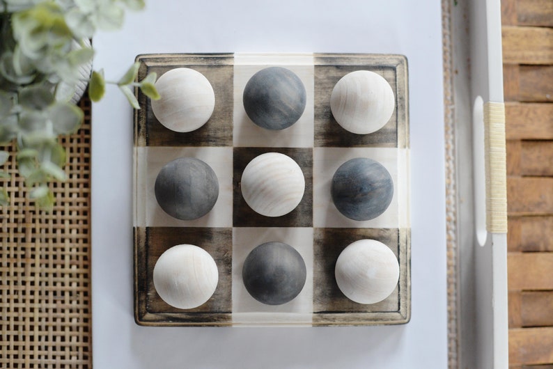 Tic tac toe board, Wooden Tic Tac Toe, Game for the family, Checkered Decor, Modern tabletop Game, Modern Game for decor, Housewarming Gift image 2