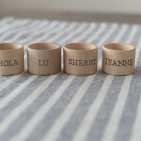 Personalized Napkin Rings, Wood Custom Napkin Rings