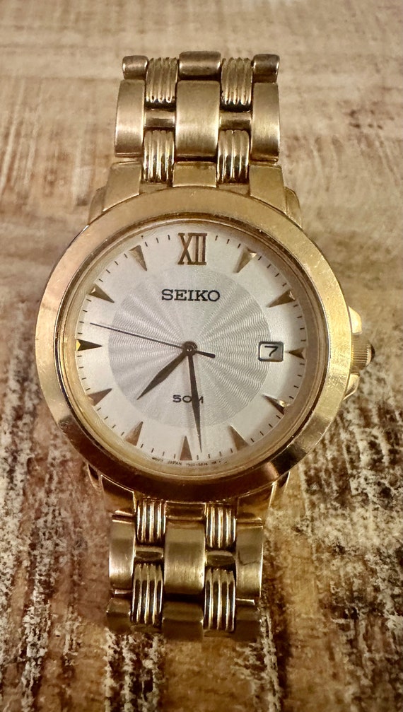 Seiko 7N32 OCHO Stainless Steel Gold Plated Sapphire Crystal New