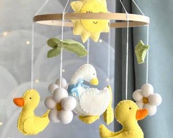 Handmade Felt Duck Baby Mobile – Farm Nursery Decor