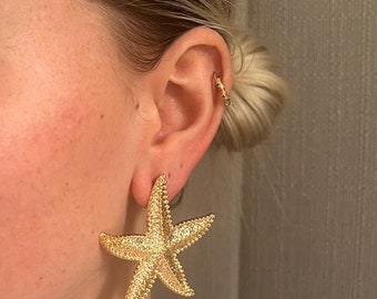 Gold Plated, Starfish Earrings