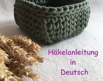 PDF Häkelanleitung in DEUTSCH für ein quadratisches Körbchen