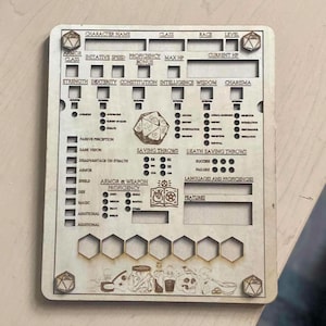 Dungeons and Dragons Character Sheet Stencil digital File for Laser ...