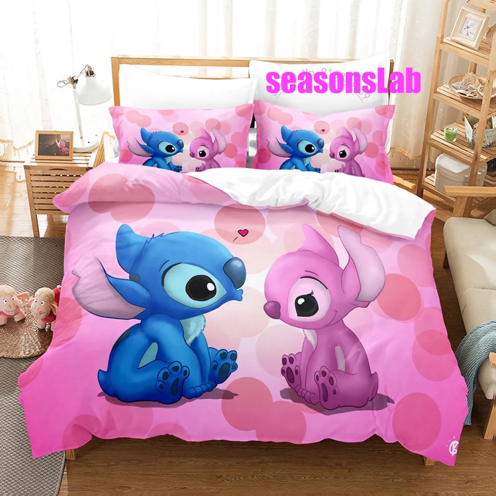 Stitch Copripiumino Lenzuola Bambina, Letto Per Bambini, Lilo & Stitch Set  Piumone Morbida 3d Stampa - Copripiumino King（220x240cm） + 1 Or 2 Federe :  : Casa e cucina