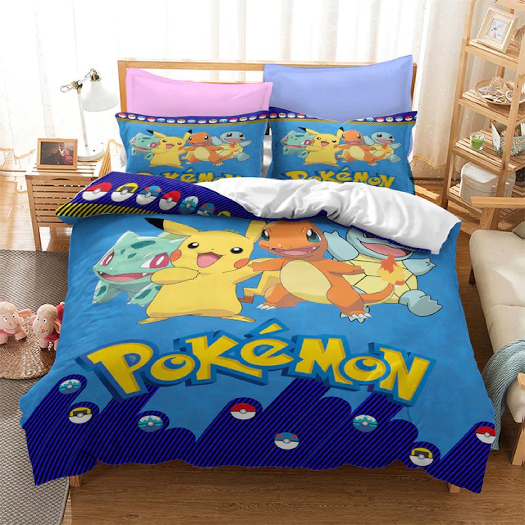 Famous Nike Supreme Pokemon Pikachu Design & Quality Comfortable 4 Pieces  Bedding Sets Bed Sets, Bedroom
