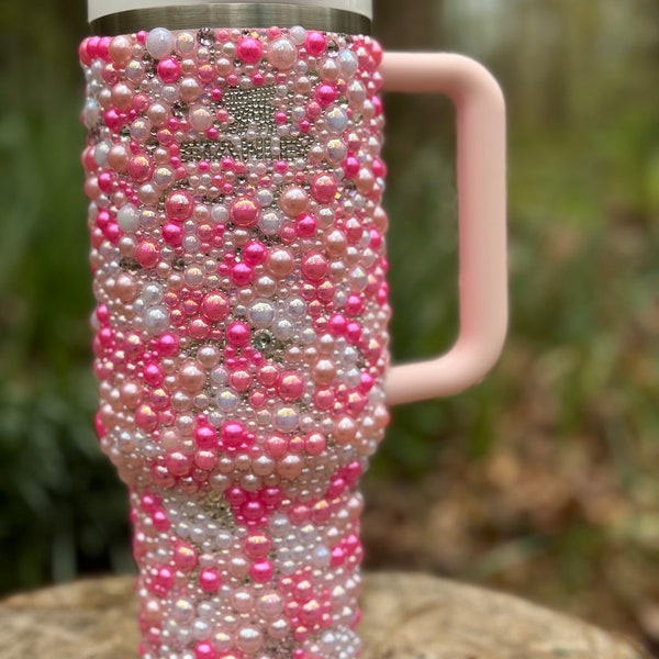 40 oz Authentic Stanley H20 Flowstate quencher. Bloom pink Stanley. Bougie bling!!