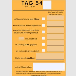 SemenRetention/NoFap (deutsch) Tagebuch (100 Tage Challenge) digitaler Planer
