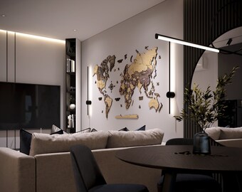 3D Wooden World Map: Decorative Wood Wall Art