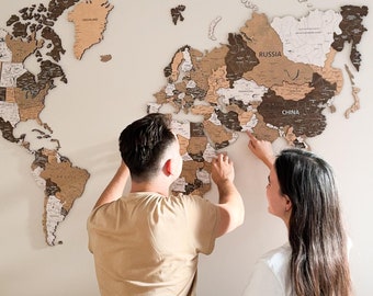 3D Wood World Map Wall Art: Home and office wall decor