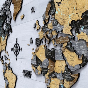 Carte du monde en bois où nous nous rencontrons, cadeau du 7e anniversaire pour couple, décoration murale carte du monde, Weltkarte Holz