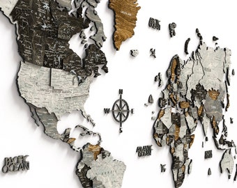 Loft Style Wooden World Map Wall Decor: Push Pin Travel Map
