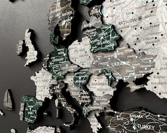 Personalized Wooden World Map: Push Pin Travel, Anniversary Gift