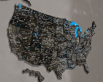 Wooden USA Map, Push Pin Travel Map, 5th Anniversary Gift
