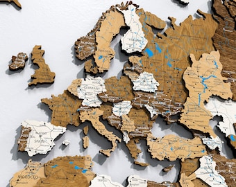 3D Wooden World Map: Birch Plywood Wall Art Decor
