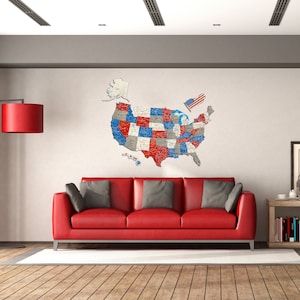 Carte des États-Unis imprimée sur le bois, carte en bois des États-Unis, carte de voyage, carte murale en bois, cadeau chauffe-eau, au-dessus d'une mauvaise décoration, carte des États-Unis avec punaises, carte des États-Unis imprimable