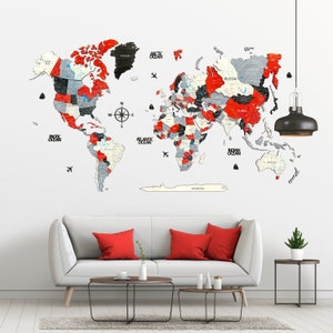 Décoration murale en bois fabriquée à la main pour la maison, décoration murale de voyage, épingle de carte du monde, Weltkarte Holz, grande oeuvre d'art murale, cadeau pour la maison
