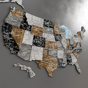 Houten kaart van de VS, kaart van de Verenigde Staten aan de muur, houten kaart van de VS van Amerika, kaart van de VS reizen aan de muur, cadeau verjaardag en housewarming, kaart push pin