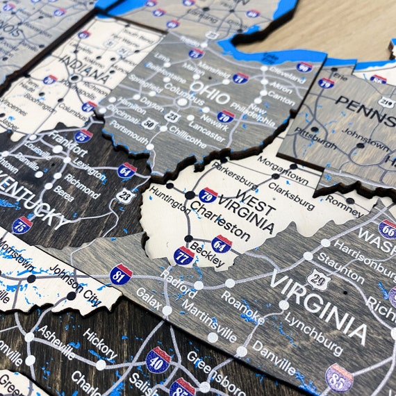 USA Wooden Map Push Pin Travel Map Wooden Wall Decor Wood image 3