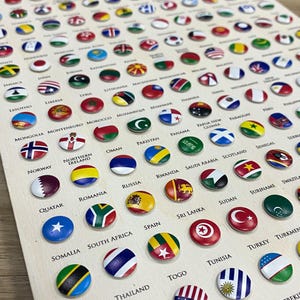 Push Pins National Flags for Wooden World Map