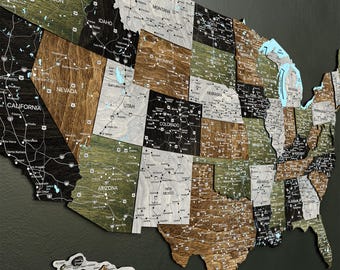 Rustic USA Push Pin Map - Large Wall Art for Travelers
