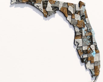 Florida Wood Map, Push Pin Travel Map