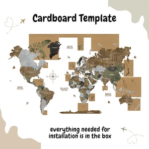 Mapa del mundo de madera, gran decoración de pared, regalo de 5.º aniversario, mapa del mundo de madera con chinchetas, mapa del mundo 3D para decorar encima de la cama, mapa del mundo de madera imagen 17