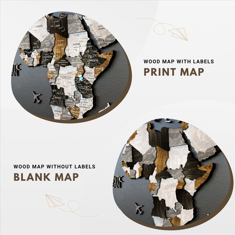 Type of 3D wood world map