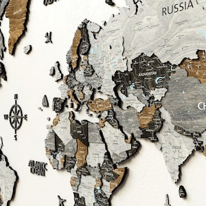Carte du monde en bois, cadeau Saint Valentin, art mural, décoration personnalisée, cadeau pour couple de pendaison de crémaillère, cadeau pour la Saint-Valentin pour femme et homme