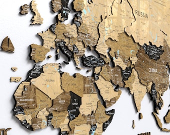 3D Wood World Map Wall Art: Push Pin Travel Decor
