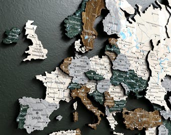 Mapa Mundi 3D de Madeira para Parede: Decoração Rústica para Escritório, Presente Ideal para Viajantes