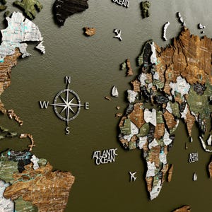 High-quality printed names of countries, cities, roads, and rivers on the world map.