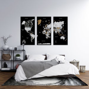 Art mural carte du monde en bois de style loft, carte de voyage avec punaises, appartement au-dessus d'un mauvais décor, décoration murale carte en bois tableau d'affichage, Wereldkaart