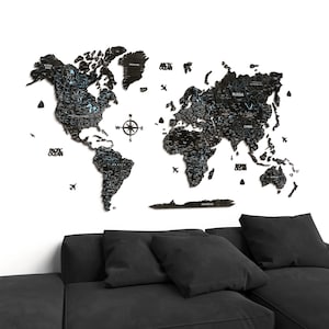 Neutral 3D Wood World Map, Wood Map For Wall, Wooden Wall Map, Large Wall Map, World Map Wall Art, Wooden World Map, Wall World Map
