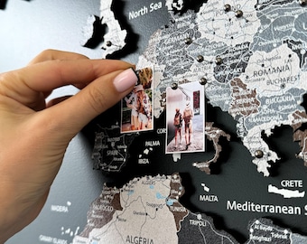 Tableau carte du monde en liège, art mural carte du monde avec punaises, cadeau de voyage pour couples, carte du monde pour bureau, art mural en liège, carte du monde de voyage